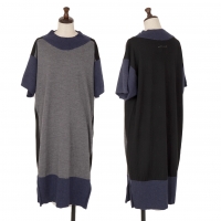  MM6 MAISON MARGIELA Switching Design Knit Short Sleeve Dress Grey,Black,Navy M