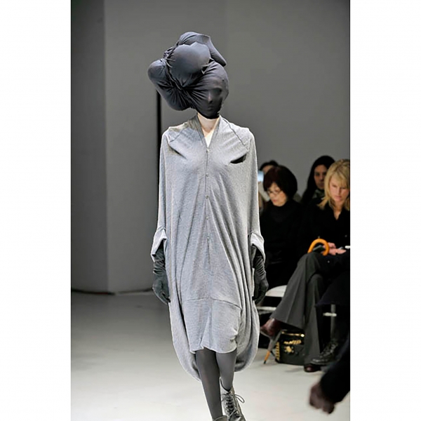 WATANABE des GARCONS Back Drape Deformed Knit Dress Charcoal | PLAYFUL
