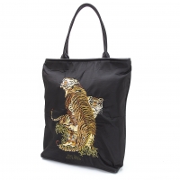  Jean-Paul GAULTIER Tiger Embroidery Tote Bag Black 