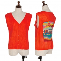  PLEATS PLEASE Detergent Printed Pasting Vest (Waistcoat) Orange 3