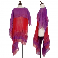  Unbranded Cutting Layered Asymmetry Poncho (Jumper) Purple,Red S-M
