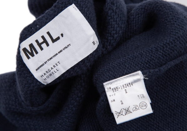 MHL Wool Linen Pocket Design Knit Sweater (Jumper) Navy 2 | PLAYFUL