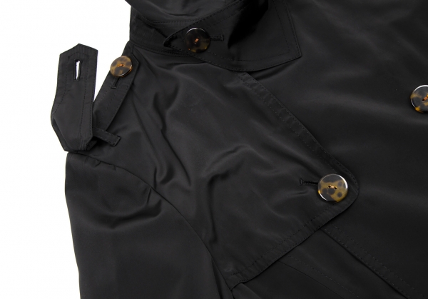 Jean-Paul GAULTIER FEMME Poly Pocket Belt Flare Trench Coat Black