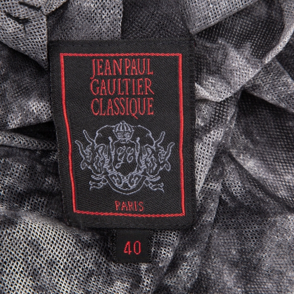 Jean Paul GAULTIER CLASSIQUE Printed Mesh Top Grey 40 | PLAYFUL