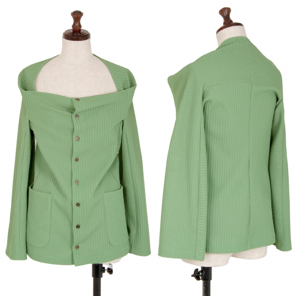 トリココムデギャルソンtricot COMME des GARCONS ポリワッフル織りドレープネックジャケット 緑M位