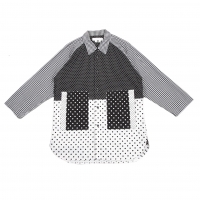  GANRYU Dot Checkered Switching Shirt Black,White S