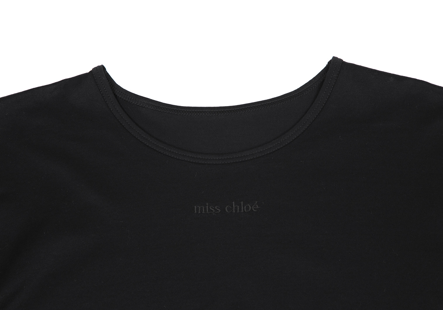 ミスクロエMiss Chloe コットンロゴ刺繍Tシャツ 黒40