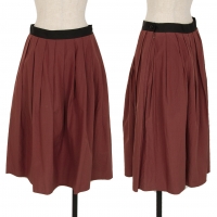  MARGARET HOWELL Silk Cotton Tuck Skirt Bordeaux 1