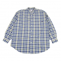  Papas Cotton Over Check Sleeve Switching Long Sleeve Shirt White,Blue,Yellow LL