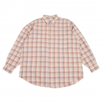  Papas Over Check Sleeve Switching Shirt White,Beige,Red LL