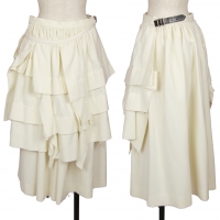  COMME des GARCONS Brushed Wool Wrap Design Skirt Cream S