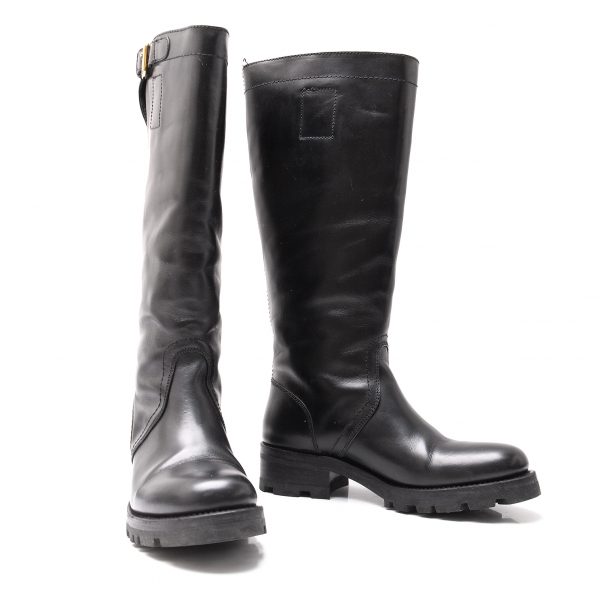 JIL SANDER Leather Long Boots Black 35 1/2 | PLAYFUL