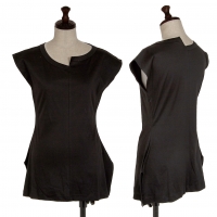  Yohji Yamamoto FEMME Asymmetry Cotton Sleeveless Shirt Black 3