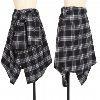  BALENCIAGA Plaids Shirt Wrap Design Skirt Black Free(One size)