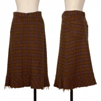  tricot COMME des GARCONS Cutting Hem Checker Woven Skirt Brown S
