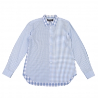  COMME des GARCONS HOMME DEUX Check Switching Long Sleeve Shirt Sky blue S-M