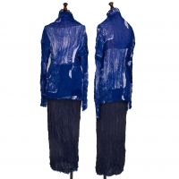  ISSEY MIYAKE Printed Wrinkle Pleats T Shirt & Skirt Blue M