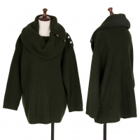  DKNY Shoulder Open Wool Knit Sweater (Polo Neck Jumper) Forest green M-L