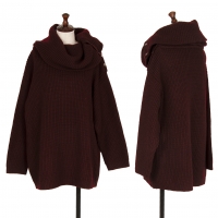  DKNY Shoulder Open Wool Knit Sweater (Polo Neck Jumper) Bordeaux M-L