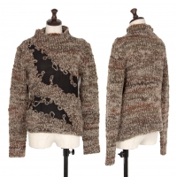  M.&KYOKO Switching High Neck Knit Sweater (Polo Neck Jumper) Brown,Black M