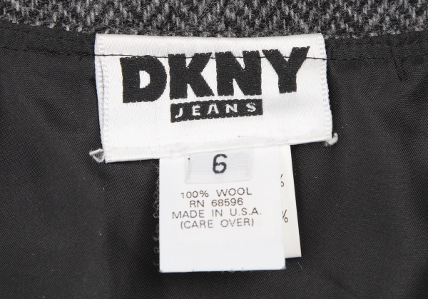 DKNY JEANS Herringbone Tweed Wrap Skirt Grey 6