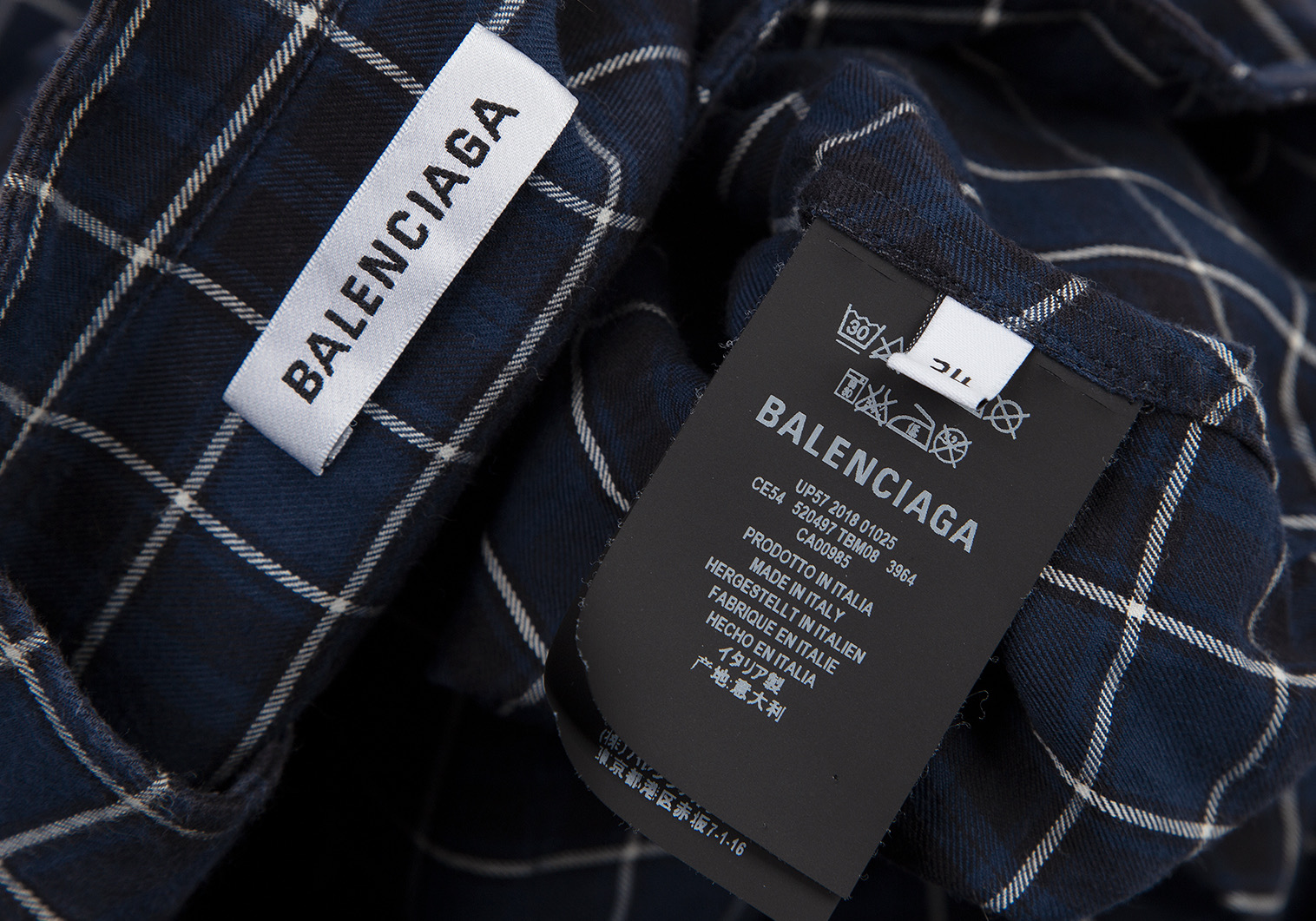 バレンシアガBALENCIAGA 520497 ロゴプリントタイネックチェックシャツ