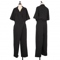  Yohji Yamamoto FEMME Wool Gabardine Wrap Jumpsuit (Trousers) Black M