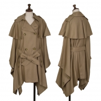  KEITA MARUYAMA Wool Silk Trench Poncho Coat Mocha 1