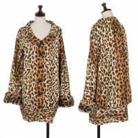  KEITA MARUYAMA Rabbit Fur Silk Wool Leopard Coat Beige,Brown 1