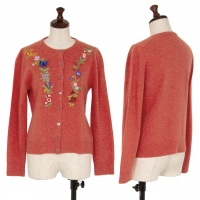  KEITA MARUYAMA Wool Cashmere Floral Embroidery Knit Cardigan Red 1