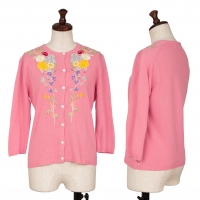  KEITA MARUYAMA Cotton Floral Embroidery Knit Cardigan Pink 1