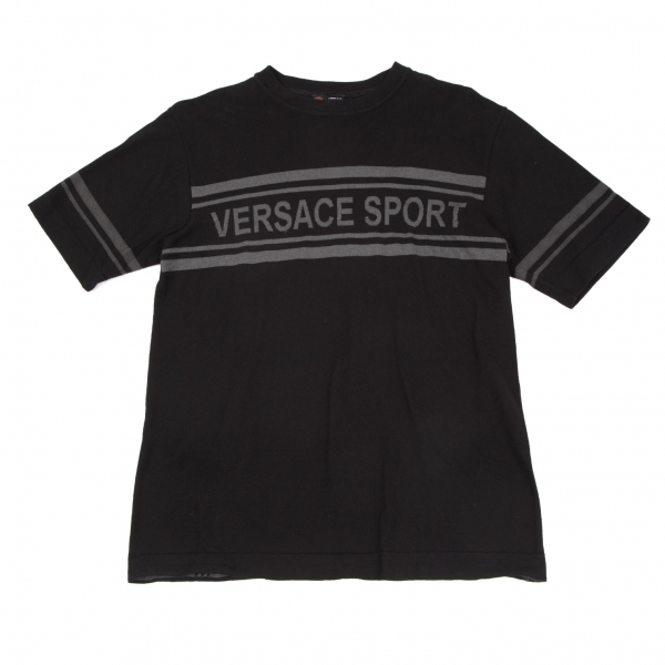 ヴェルサーチスポーツVERSACE SPORT ジャガードラインTシャツ 黒M位