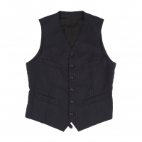  BLACK COMME des GARCONS Poly Wool Striped Vest (Waistcoat) Navy,Black L