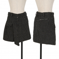  Y's Blended Wool Dot Jacquard Short Skirt Black 2