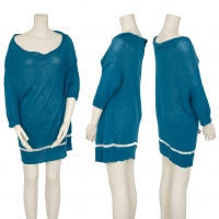  Yohji Yamamoto NOIR Cotton Linen Knit Sweater (Jumper) Blue 2