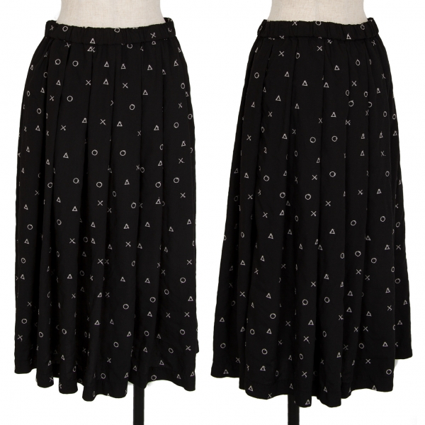 ブラックコムデギャルソンBLACK COMME des GARCONS ポリ総柄刺繍スカート 黒XS