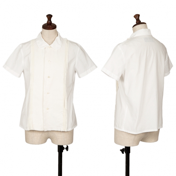 トリココムデギャルソンtricot COMME des GARCONS 製品洗いフロントフリルデザイン半袖シャツ 白M位