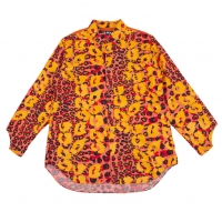  BLACK COMME des GARCONS Sleeve Cutting Leopard Printed Shirt Orange M