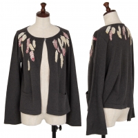  KEITA MARUYAMA Feather Embroidery Knit Cardigan Grey S-M