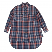  Vivienne Westwood MAN Cotton Oversize Checker Long Sleeve Shirt Red,Blue S-M
