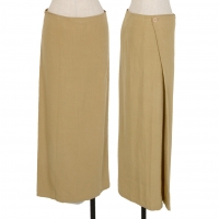  Y's Linen Side Slit Skirt Beige 3