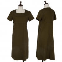  gigli Square-neck Stretch Switching Dress (Jumper) Khaki-green 38M