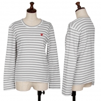  PLAY COMME des GARCONS Heart Patched Striped Top Grey,White M