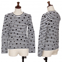  BLACK COMME des GARCONS Hand Drawn Dot Print Stripe T Shirt White,Navy XS