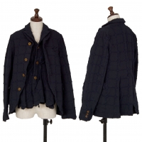  COMME des GARCONS Embroidery Layered Switching Jacket Navy XS