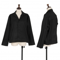  Yohji Yamamoto FEMME Cotton Gabardine Open Collar Shirt Black 2