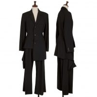  Yohji Yamamoto FEMME Wool Gaba Asymmetry Jacket & Pants Black XS