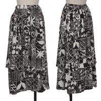  tricot COMME des GARCONS Graphic Printed Layered Skirt White,Black S-M