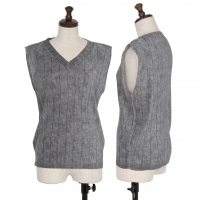  Unbranded Cable Knit Printed Mist Pleats Sleeveless Shirt Grey 3