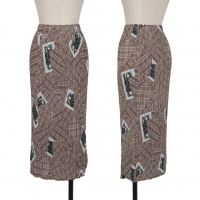 PLEATS PLEASE Playing cards Printed Pleats Skirt White,Brown 3